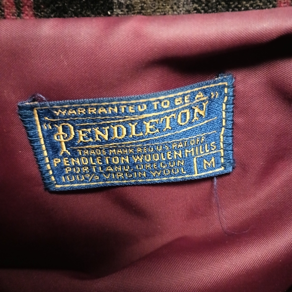 VTG Pendleton Men's Medium Red Black Green 100% Wool Plaid Jacket Blazer Vintage - Picture 4 of 5